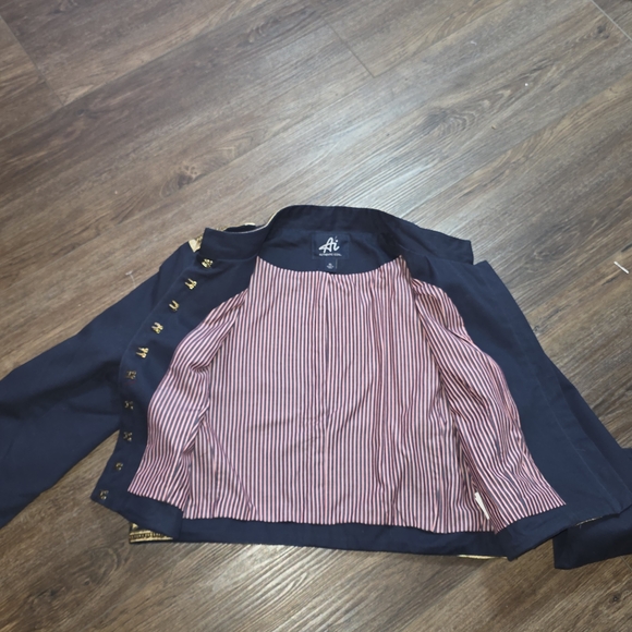 Authentic Icon Embroidered Military Crop Jacket Navy Gold XL - Picture 8 of 13